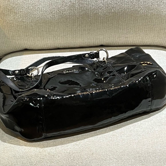 Coach Black Signature Patent Leather Embossed Tote Bag - Picture 12 of 13